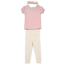 F09832INF: Baby Girls Muslin Fabric Top, Leggings & Headband Outfit (12-24 Months)